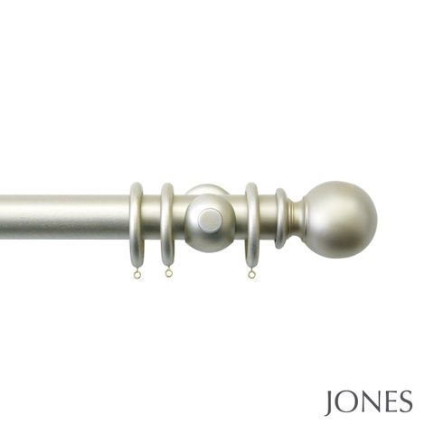 Handcrafted Florentine 50mm Champagne Silver Pole Set With Extended Brackets & Ball Finials