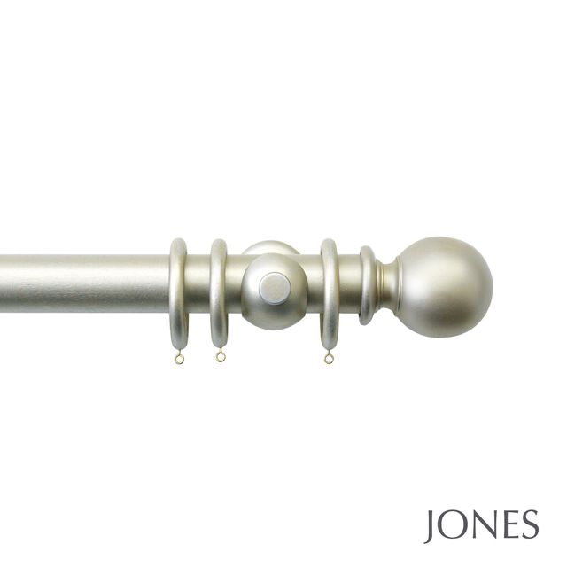 Jones  Handcrafted Florentine 50mm Champagne Silver Pole Set With Extended Brackets & Ball Finials