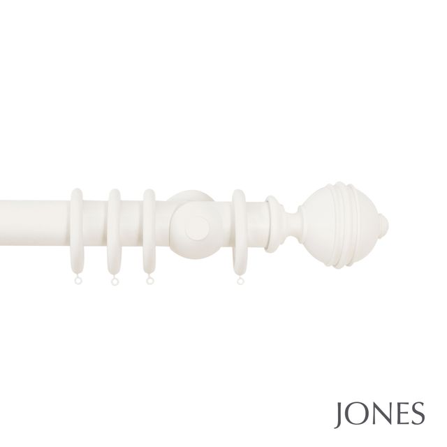 Jones  Handcrafted Florentine 50mm Cotton Pole Set With Extended Brackets & Ribbed Ball Finials