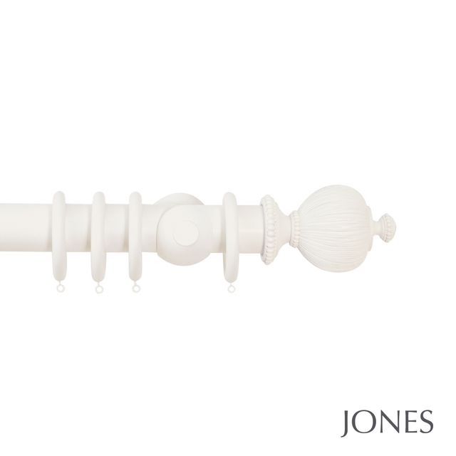 Jones  Handcrafted Florentine 50mm Cotton Pole Set With Extended Brackets & Pleated Finials