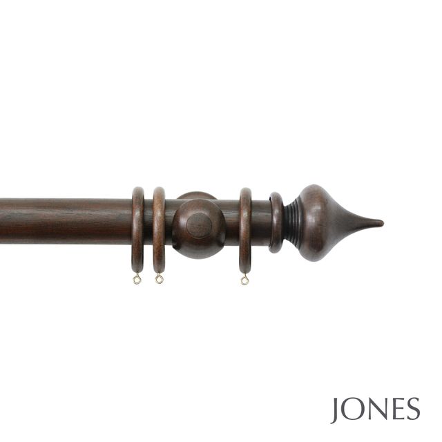 Jones  Handcrafted Florentine 50mm Oak Pole Set With Extended Brackets & Minaret Finials