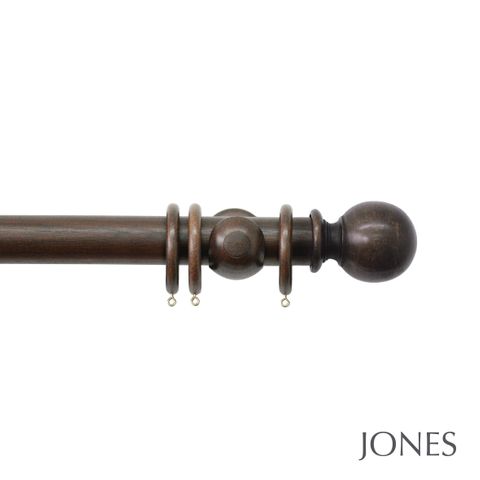 Handcrafted Florentine 50mm Oak Pole Set With Extended Brackets & Ball Finials