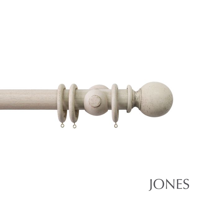 Jones  Handcrafted Florentine 50mm Putty Pole Set With Extended Brackets & Ball Finials