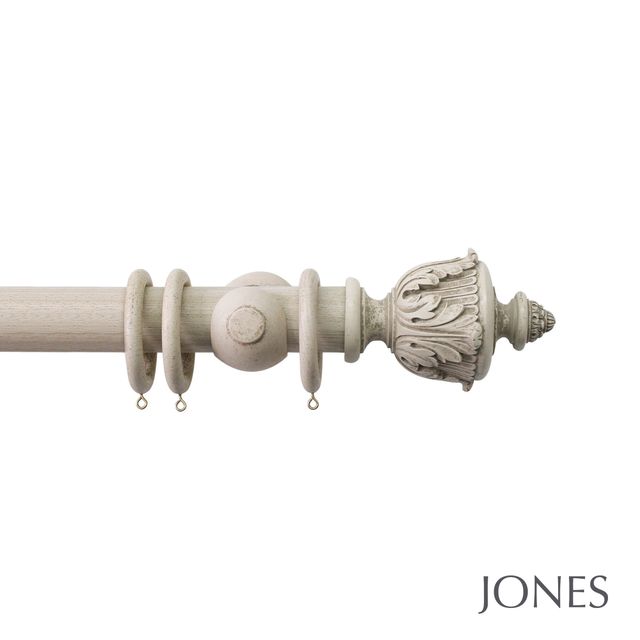 Jones  Handcrafted Florentine 50mm Putty Pole Set With Extended Brackets & Acanthus Finials