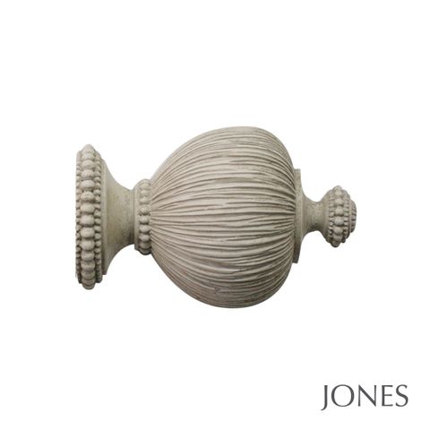 Jones  Handcrafted Florentine 50mm Putty Pole Set With Extended Brackets & Pleated Finials