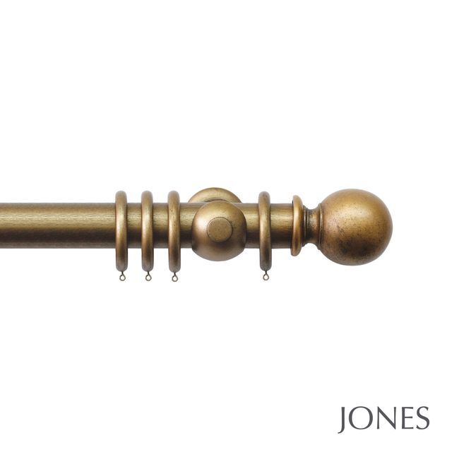 Jones  Handcrafted Grande 63mm Pole Set Antique Gold With Ball Finials