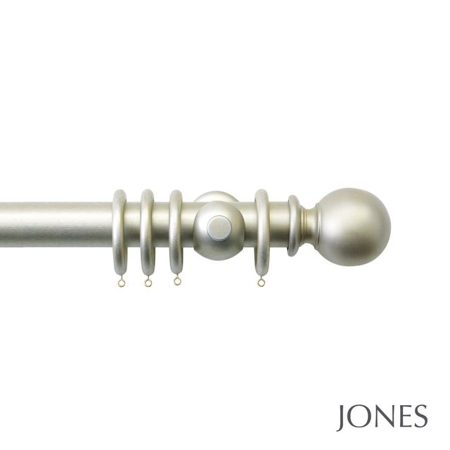 Jones  Handcrafted Grande 63mm Pole Set Champagne Silver With Ball Finials