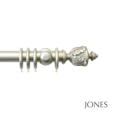 Handcrafted Grande 63mm Pole Set Champagne Silver With Acanthus Finials