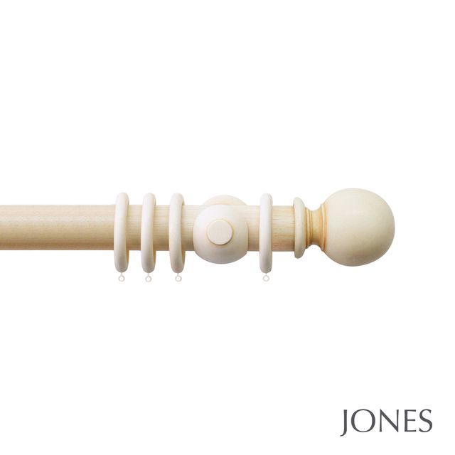 Jones  Handcrafted Grande 63mm Pole Set Ivory With Ball Finials