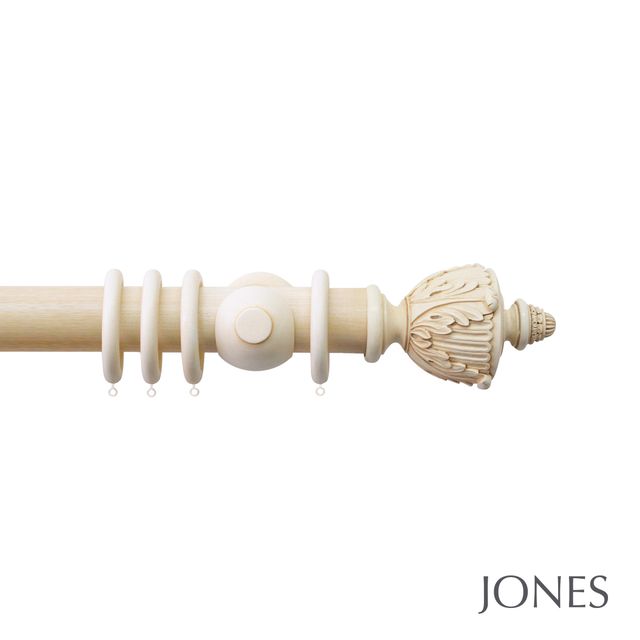 Jones  Handcrafted Grande 63mm Pole Set Ivory With Acanthus Finials