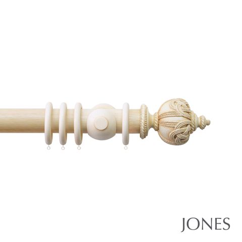 Handcrafted Grande 63mm Pole Set Ivory With Rope Finials