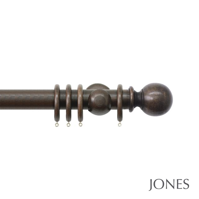 Jones  Handcrafted Grande 63mm Pole Set Oak With Ball Finials