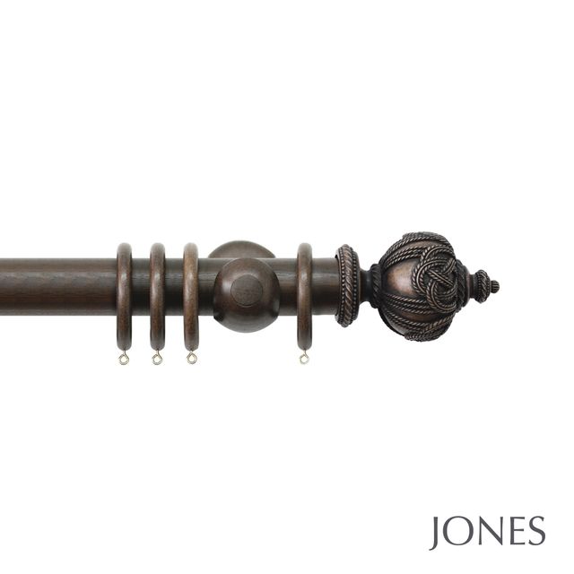 Jones  Handcrafted Grande 63mm Pole Set Oak With Rope Finials