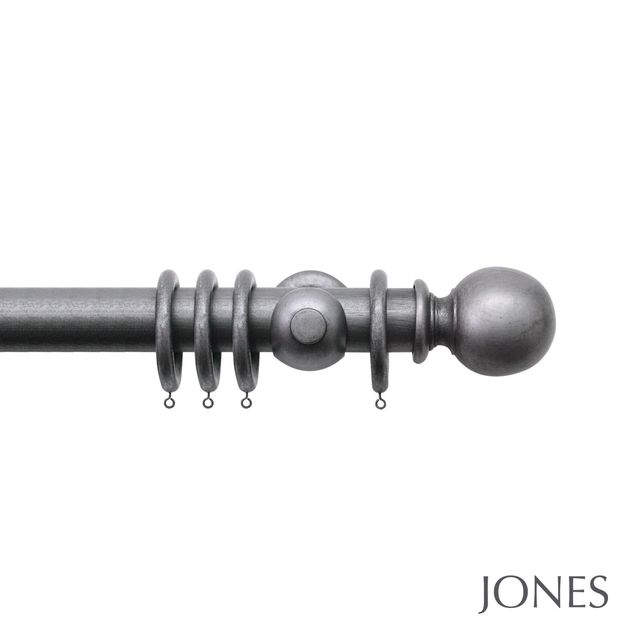 Handcrafted Grande 63mm Pole Set Pewter With Ball Finials