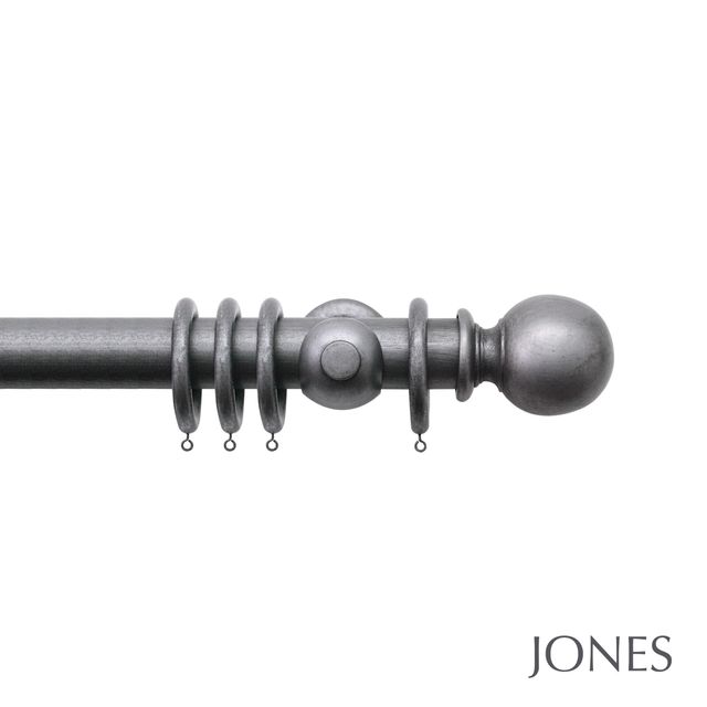 Jones  Handcrafted Grande 63mm Pole Set Pewter With Ball Finials