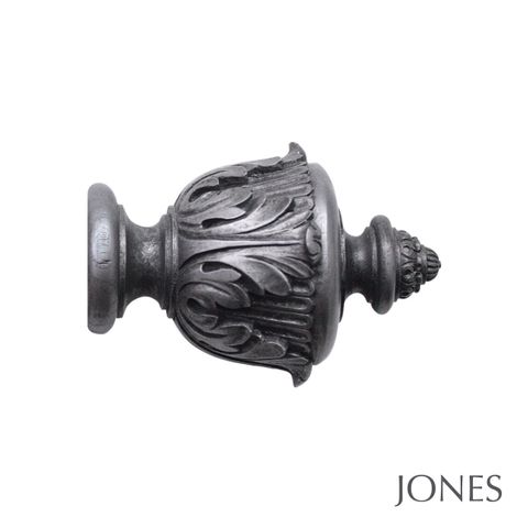 Jones  Handcrafted Grande 63mm Pole Set Pewter With Acanthus Finials