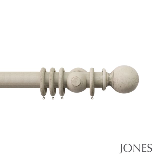 Jones  Handcrafted Grande 63mm Pole Set Putty With Ball Finials