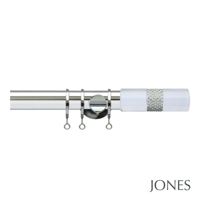 Jones  Lunar 28mm Chrome Pole Set with Tiffany Finials - Passover Brackets & Rings