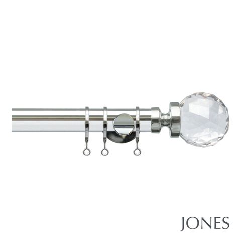 Lunar 28mm Chrome Pole Set with Faceted Finials - Ceiling Brackets