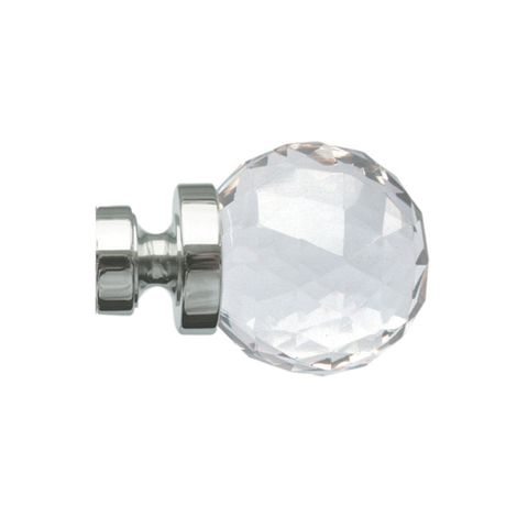 Jones  Lunar 28mm Chrome Pole Set with Faceted Finials - Ceiling Brackets