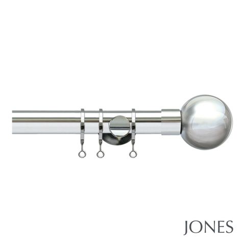Lunar 28mm Chrome Pole Set with Metal Sphere Finials  - Ceiling Brackets