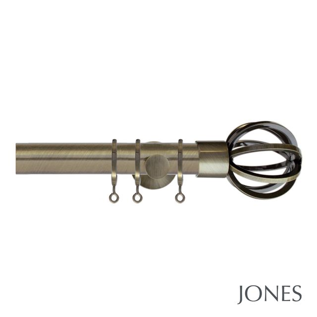 Jones  Lunar 28mm Burnished Brass Pole set with Cage Finials