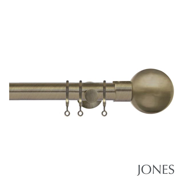 Jones  Lunar 28mm Burnished Brass Pole set with Sphere Finials - Ceiling Brackets