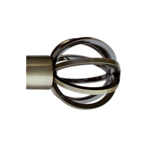 Jones  Lunar 28mm Burnished Brass Pole set with Cage Finials - Ceiling Brackets