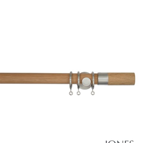 Lunar 28mm Oak Pole Set with Oak Barrel Finials - Extension Brackets