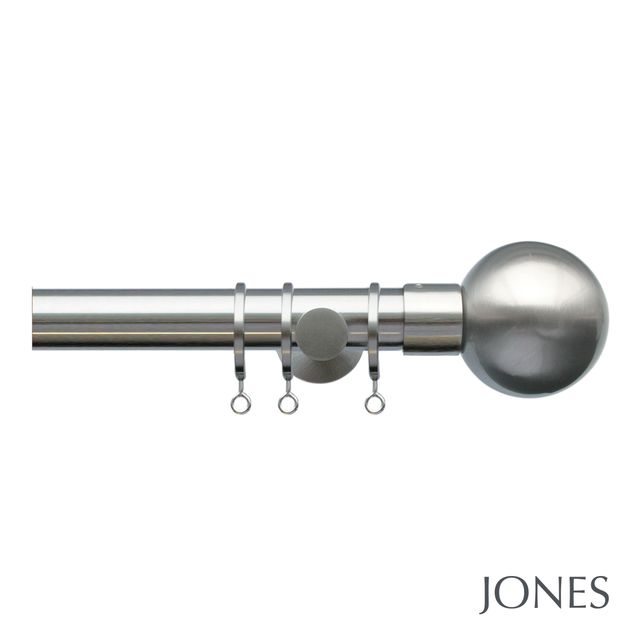 Jones  Lunar 28mm Matt Nickle Pole Set With Sphere Finials  - Extension Brackets