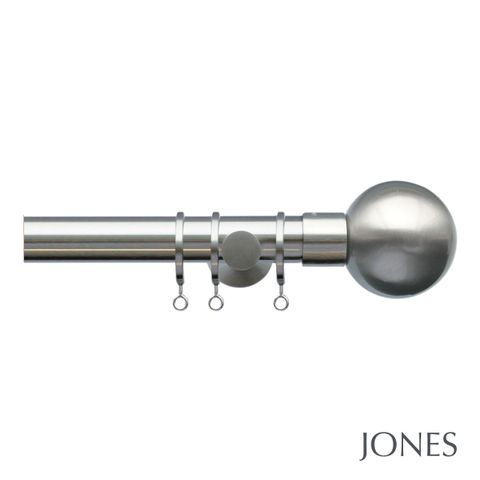 Lunar 28mm Matt Nickle Pole Set With Sphere Finials - Ceiling Brackets