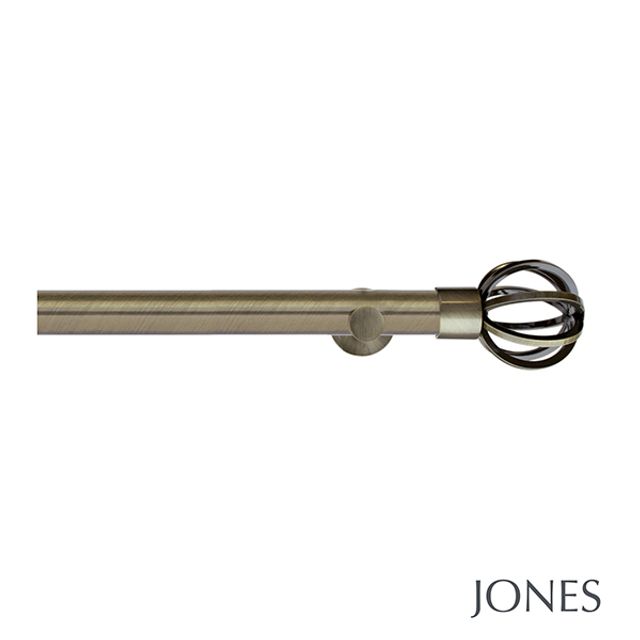 Jones  Lunar 28mm Burnished Brass Eyelet Pole Set With Cage Finials