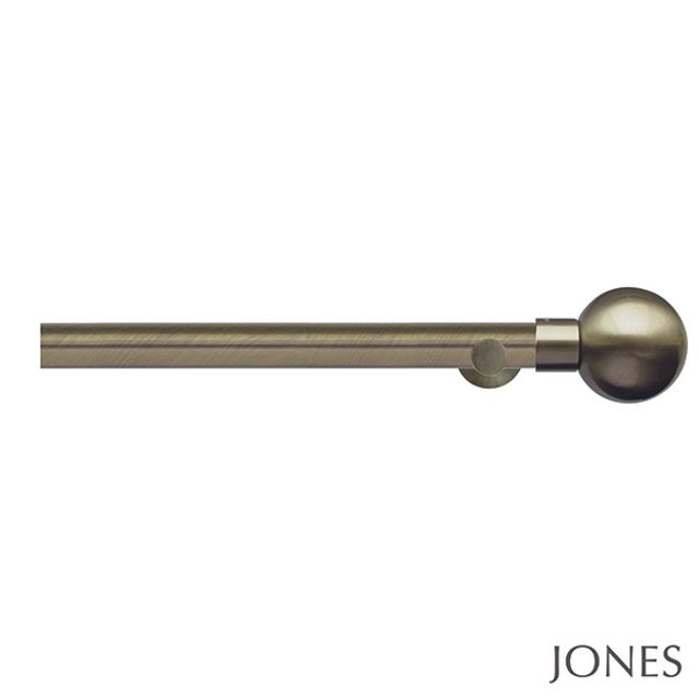 Jones  Lunar 28mm Burnished Brass Eyelet Pole Set With Sphere Finials