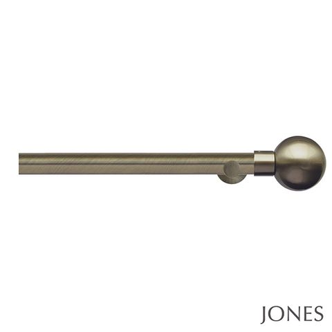 Lunar 28mm Burnished Brass Eyelet Pole Set With Sphere Finials & Extension Brackets