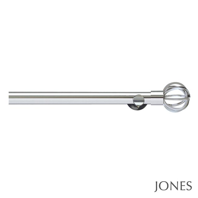 Jones  Lunar 28mm Chrome Eyelet Pole Set With Cage Finials & Extension Brackets