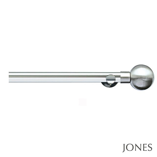 Jones  Lunar 28mm Chrome Eyelet Pole Set With Sphere Finials & Extension Brackets