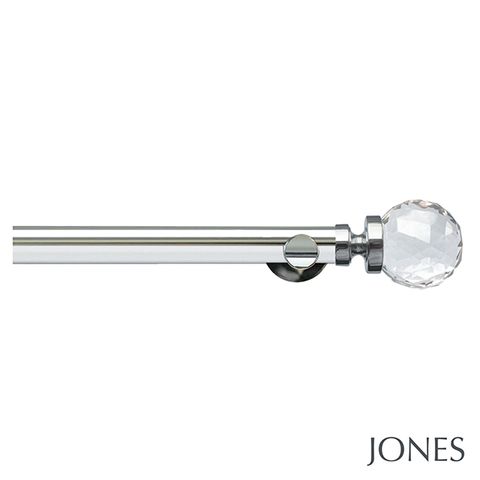 Lunar 28mm Chrome Eyelet Pole Set With Facated Finials & Extension Brackets