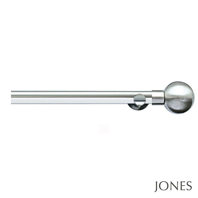 Lunar 28mm Chrome Eyelet Pole Set With Sphere Finials & Ceiling Brackets