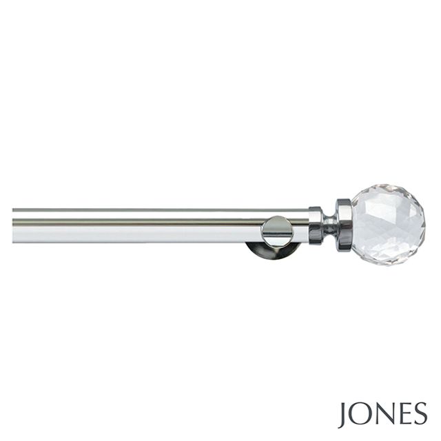 Lunar 28mm Chrome Eyelet Pole Set With Facated Finials & Ceiling Brackets