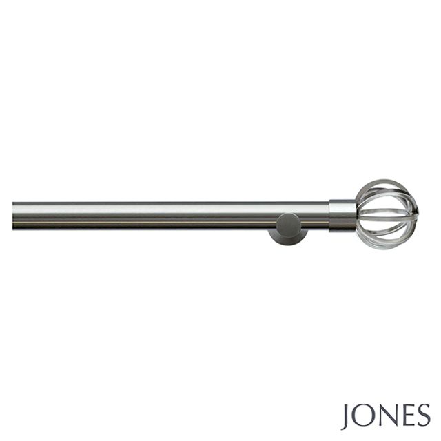 Jones  Lunar 28mm Matt Nickle Eyelet Pole Set With Cage Finials & Extension Brackets