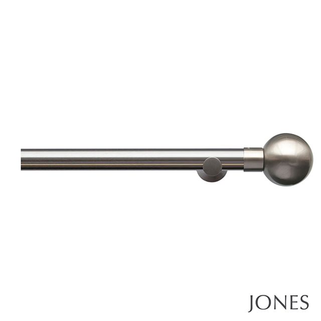 Jones  Lunar 28mm Matt Nickle Eyelet Pole Set With Sphere Finials & Extension Brackets