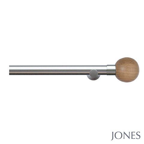 Lunar 28mm Matt Nickle Eyelet Pole Set With Oak Ball Finials & Extension Brackets