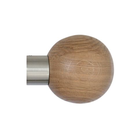 Jones  Lunar 28mm Matt Nickle Eyelet Pole Set With Oak Ball Finials & Extension Brackets