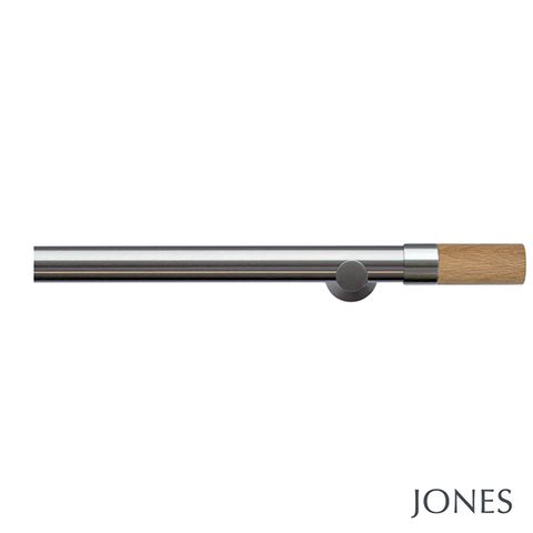 Lunar 28mm Matt Nickle Eyelet Pole Set With Oak Barrel Finials & Extension Brackets