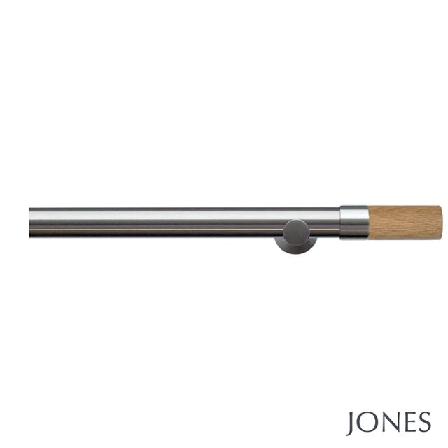 Jones  Lunar 28mm Matt Nickle Eyelet Pole Set With Oak Barrel Finials & Extension Brackets