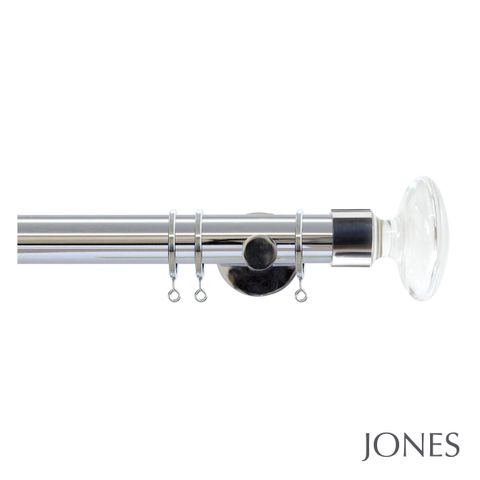 Strand 35mm Chrome Pole Set With Acrylic Disc Finials