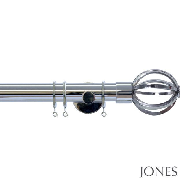 Jones  Strand 35mm Chrome Pole Set With Cage Finials & Extension Brackets