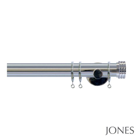 Strand 35mm Chrome Pole Set With Ribbed End Stops & Extension Brackets