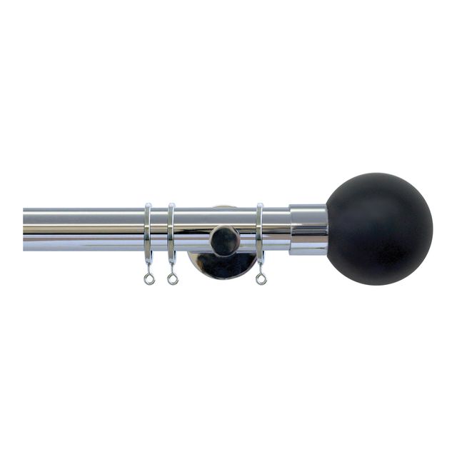 Jones  Strand 35mm Chrome Pole Set With Charcoal Ball Finials & Extension Brackets