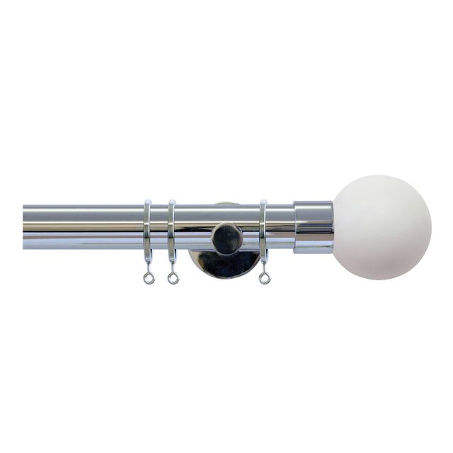 Jones  Strand 35mm Chrome Pole Set With Stone Ball Finials & Extension Brackets